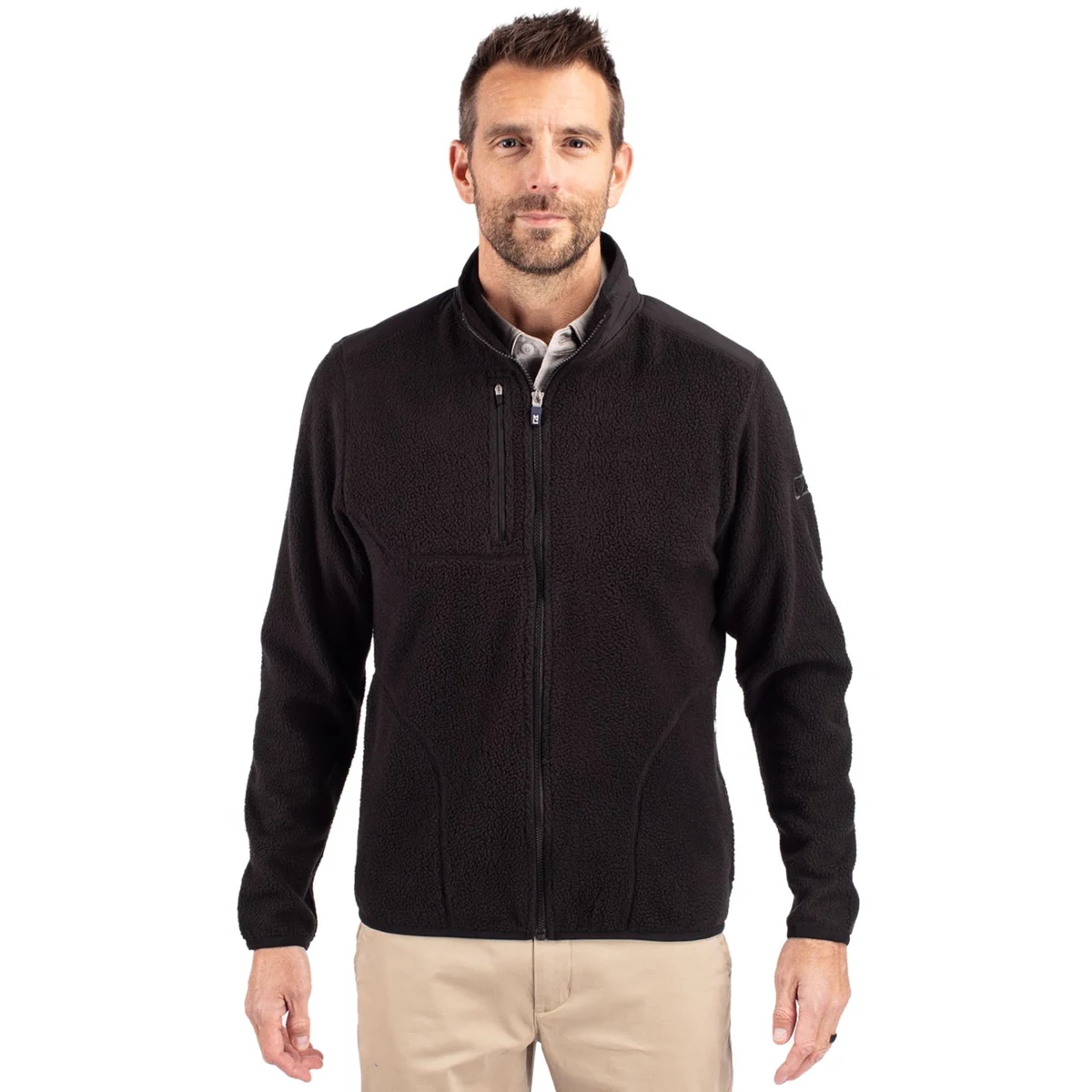 Cutter & Buck Cascade Epic Comfort Recycled Sherpa Fleece Mens Full Zip Jacket 1