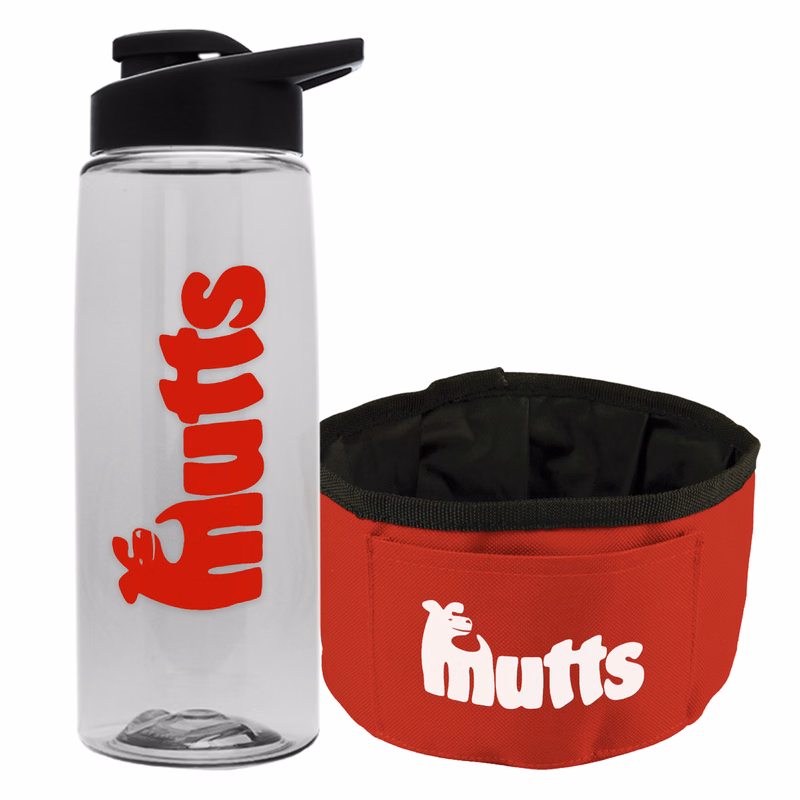 The Parched Pup - 26 oz. Transparent Tritan Bottle & Folding Dog Bowl