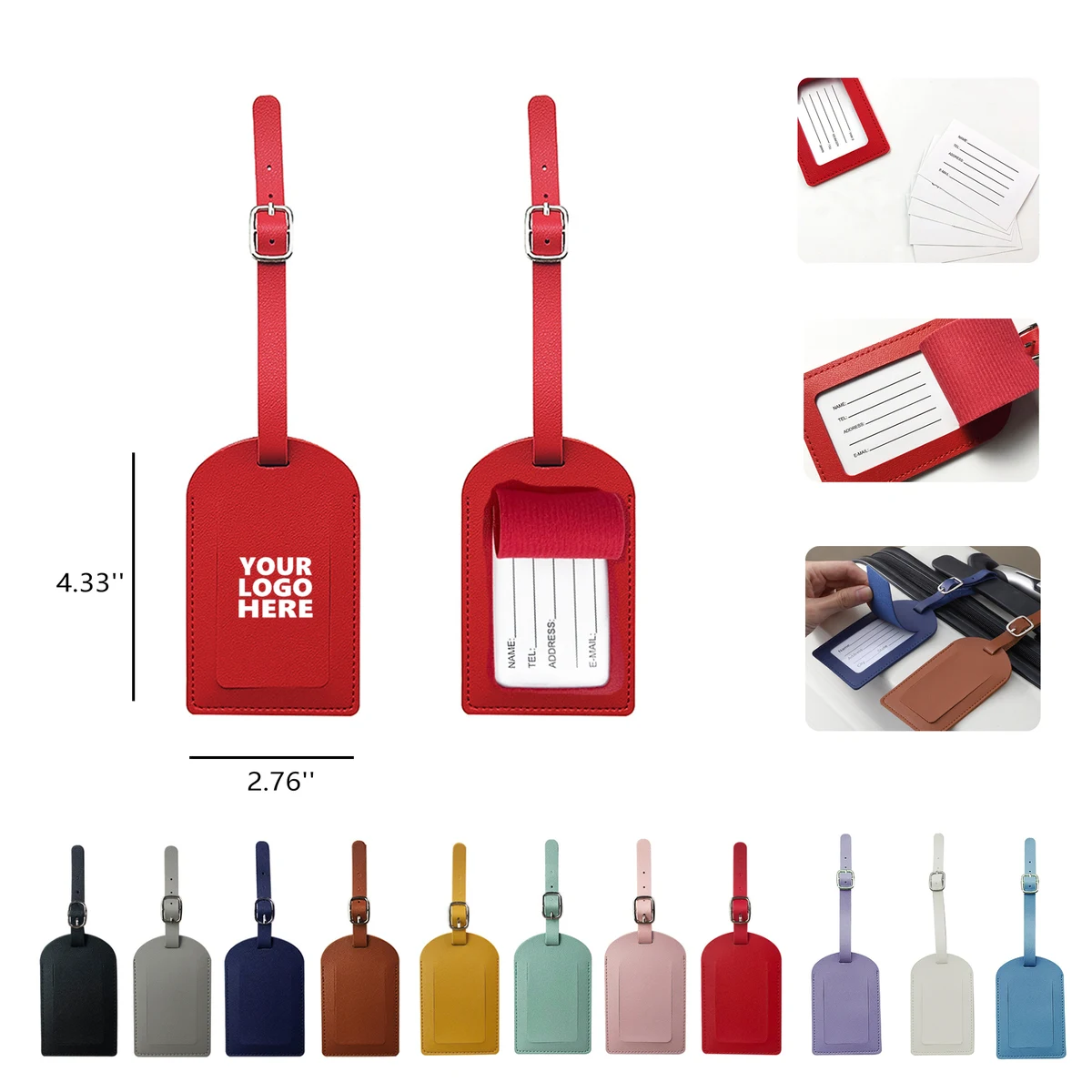 PU Leather Luggage Tag with Adjustable Strap MOQ 50 1