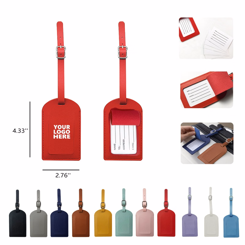 PU Leather Luggage Tag with Adjustable Strap MOQ 50