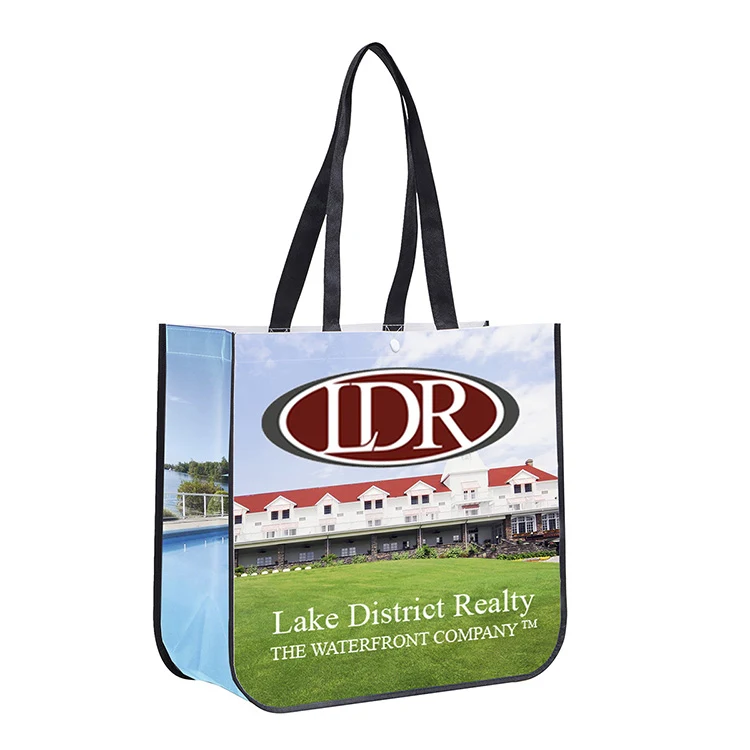 15-3/4" W x 14-1/2" H - "Meghan" Non-Woven Full Color Laminated Wrap Carry All Tote Bag 1