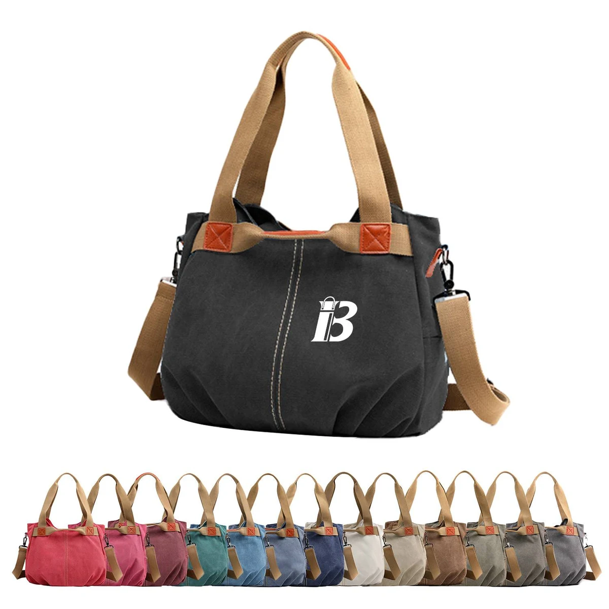Large Canvas Shoulder Tote Bag, custom tote bag with logo imprint 1