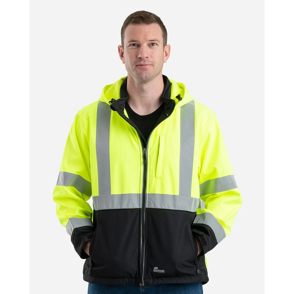 Men's Hi-Vis Class 3 Hooded Soft Shell Jacket - HVJS206 1