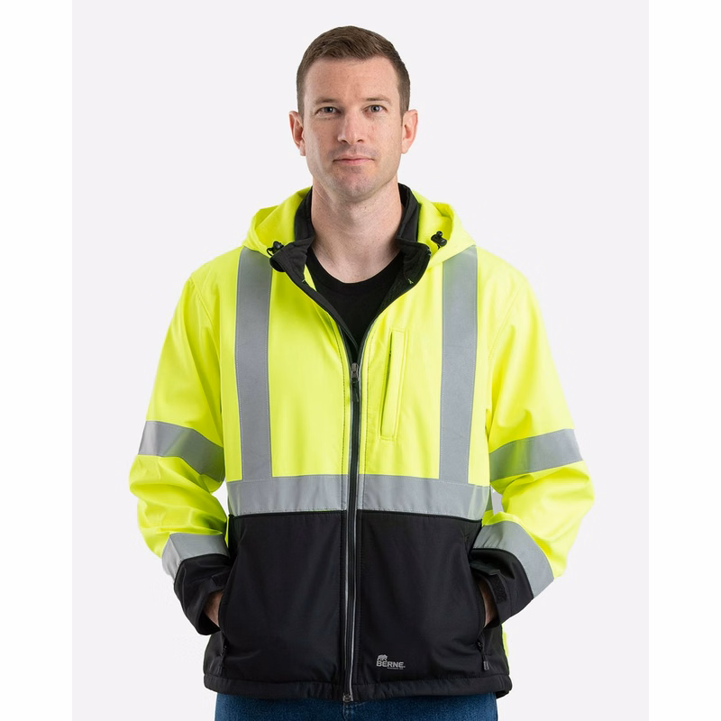 Men's Hi-Vis Class 3 Hooded Soft Shell Jacket - HVJS206