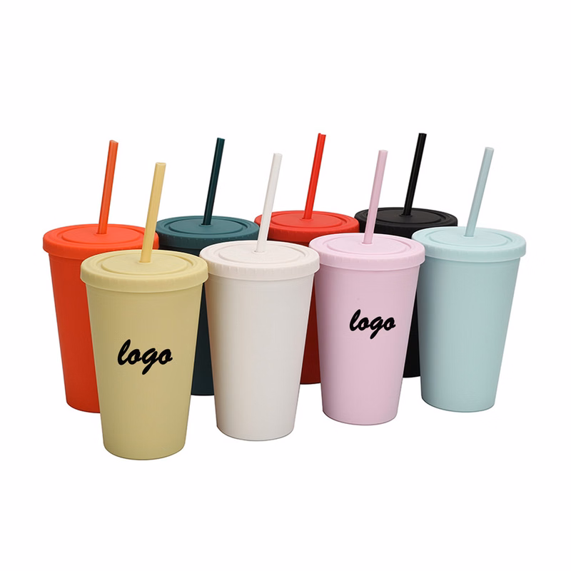 Double-walled Frosted 24oz Plastic Cup