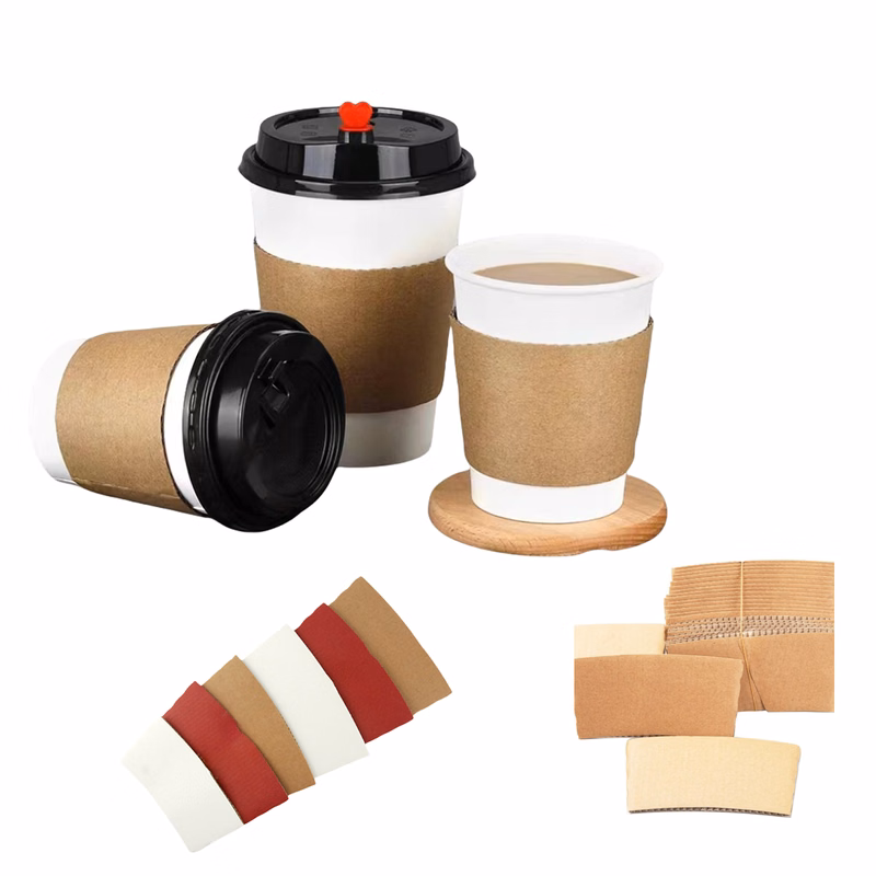 Custom Full Color Logo Kraft Disposable Coffee Cup Sleeves