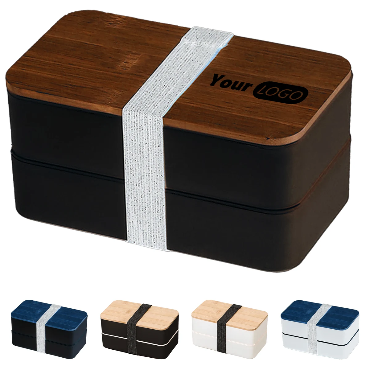 Bamboo Wood Double Layer Picnic Fresh-Keeping Food Box Set 1