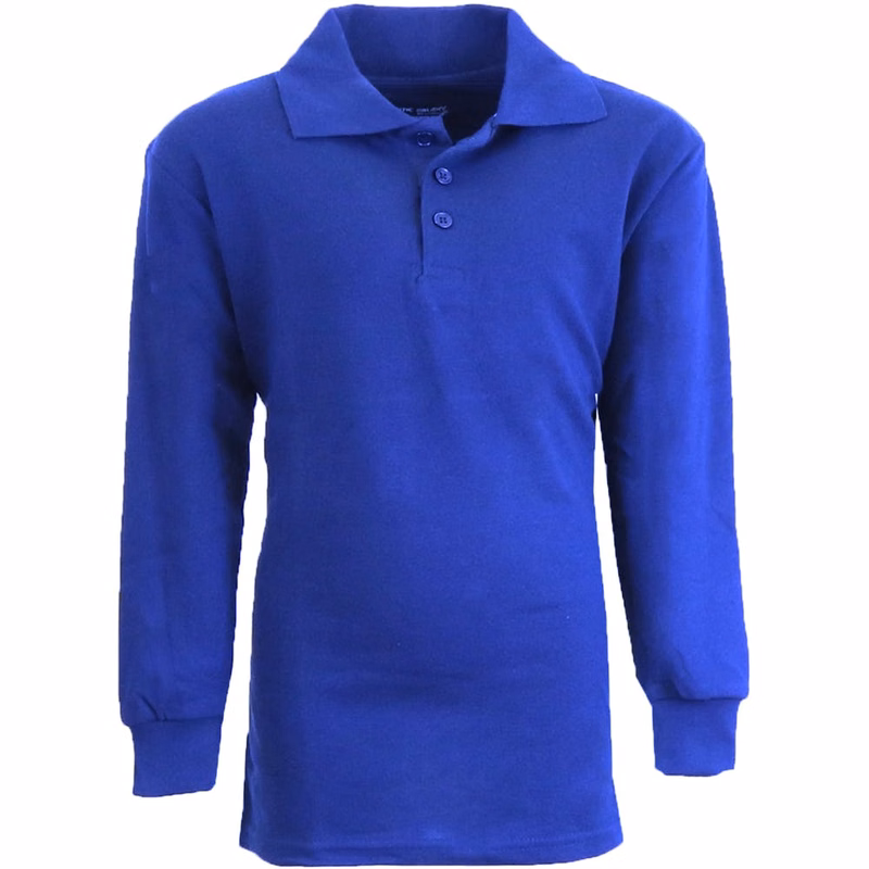 Boys' Uniform Polo Shirts - Sizes 16 - 20 Royal Blue Long Sleeve