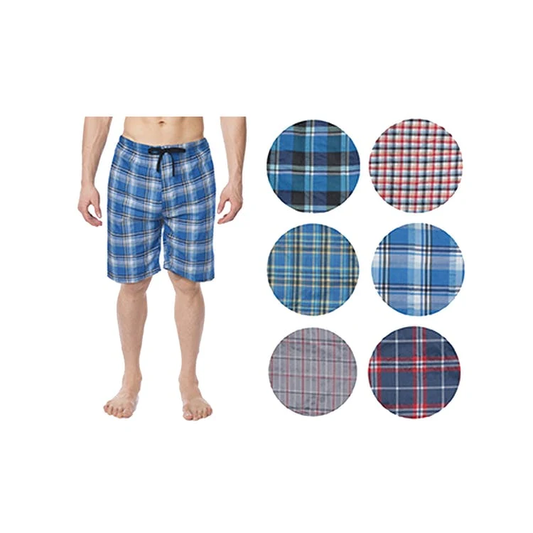Men's Pajama Bottoms - Blue Plaids M-XL Shorts 1