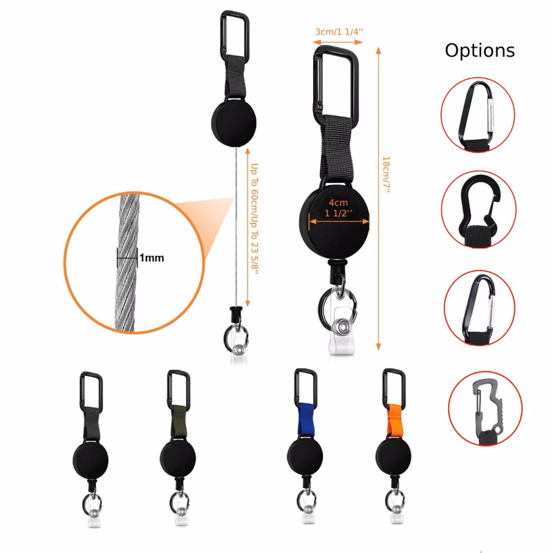 Retractable Badge Holder W/ Carabiner