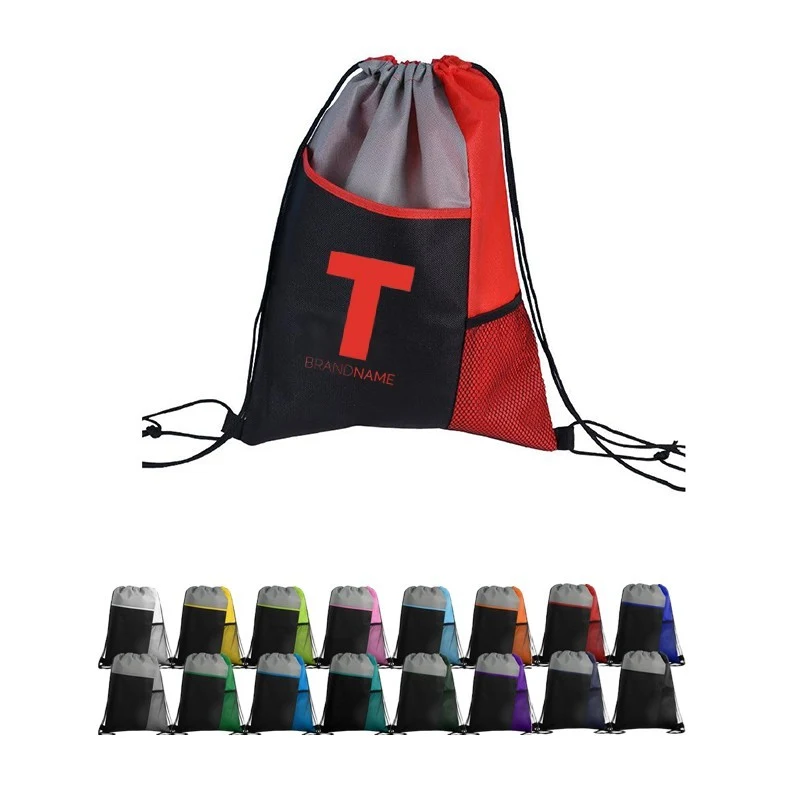 Tri-Color Mesh Drawstring Backpack 1