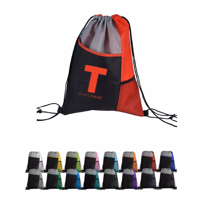 Tri-Color Mesh Drawstring Backpack