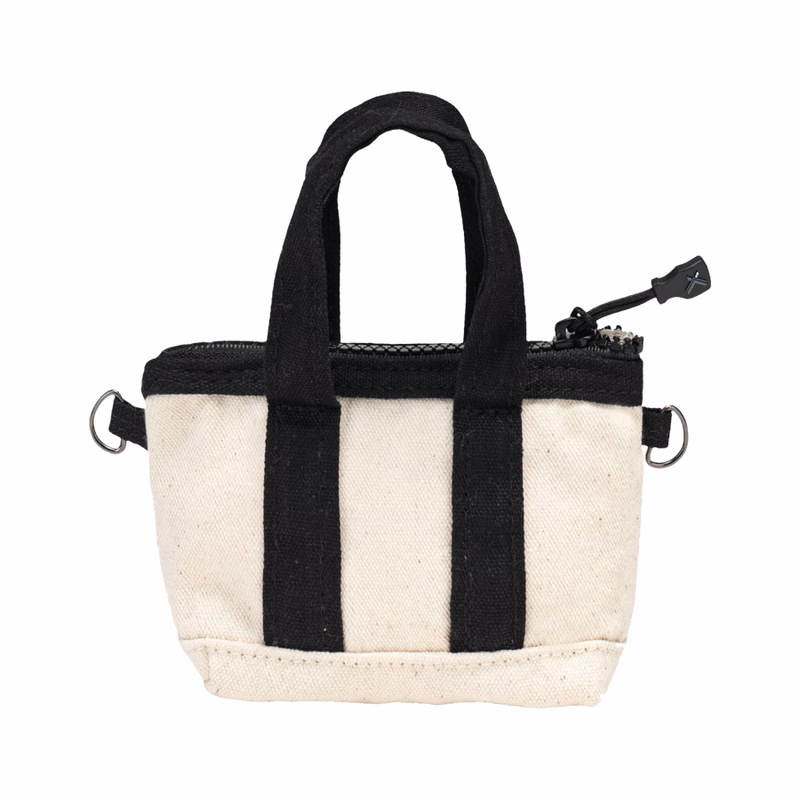10 Oz Cotton Canvas Tiny Tote w/ Carabiner - 4.3" x 3" x 1.6"