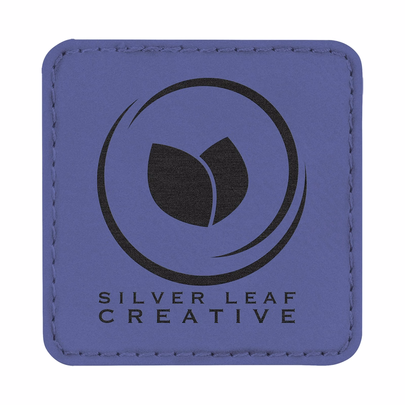2" Purple Leatherette Square Patch with Adhesive