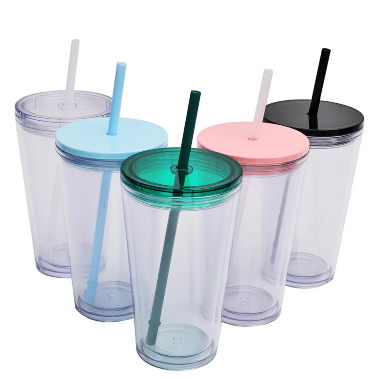 16 oz Fashion Double Layer Straw Cup 1