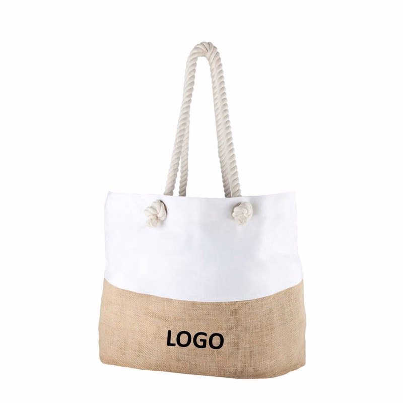 Custom Jute Felt Canvas Beach Tote