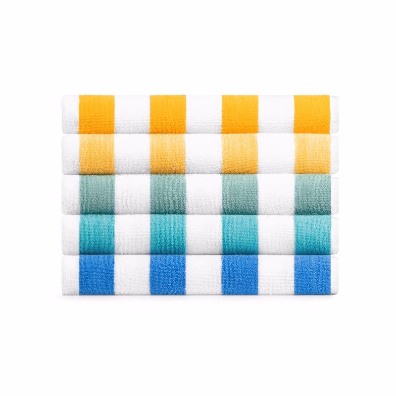 Cabana Striped Turquoise & White 100% Cotton Towel