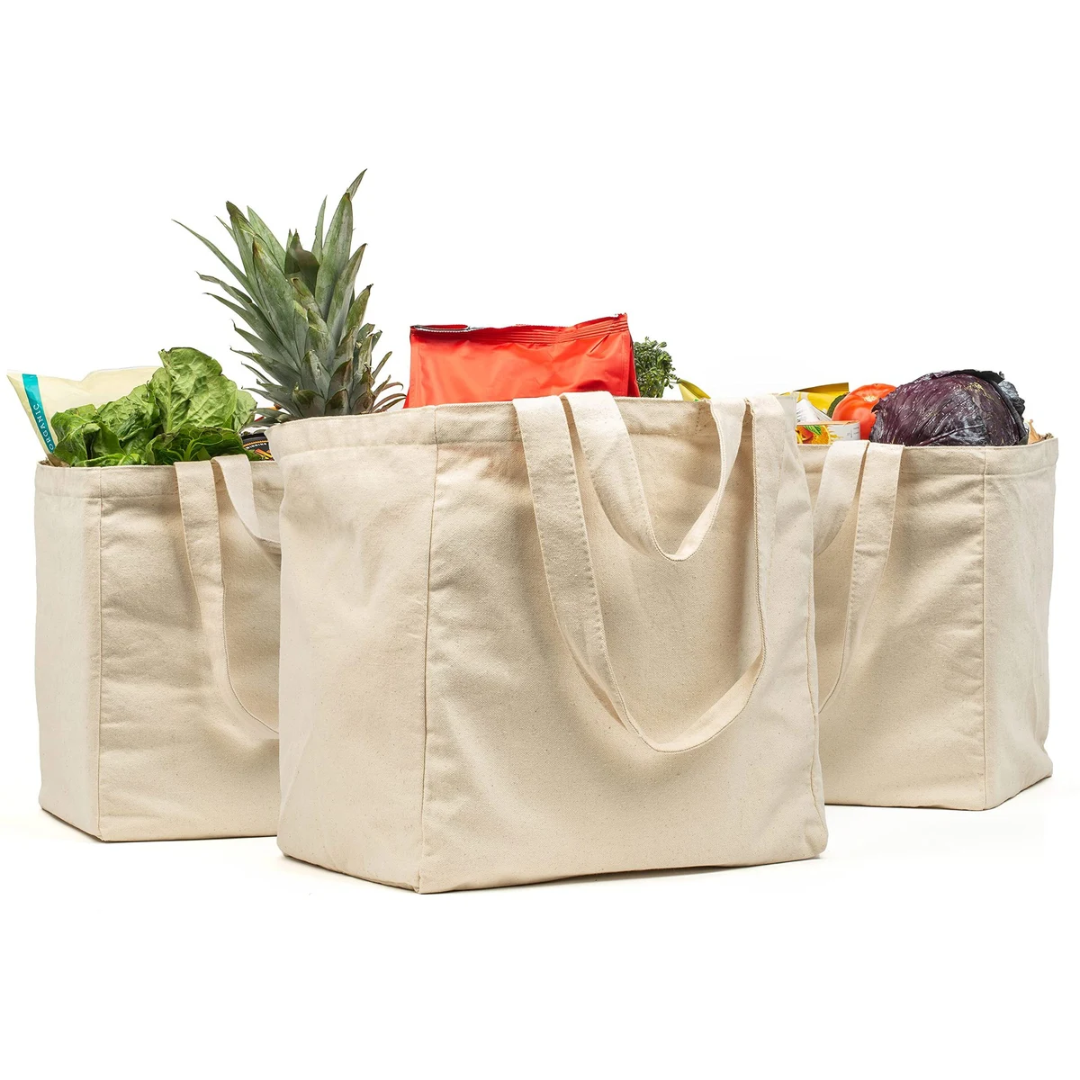 Canvas Grocery Shopping Bags with Handles, custom tote bag with logo imprint 1