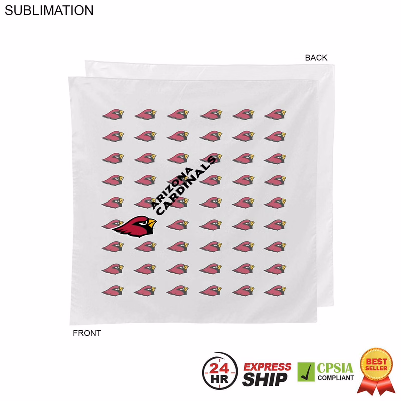 24 Hr Express Ship - White Square Bandana, 22x22, Sublimated Full Color Logos