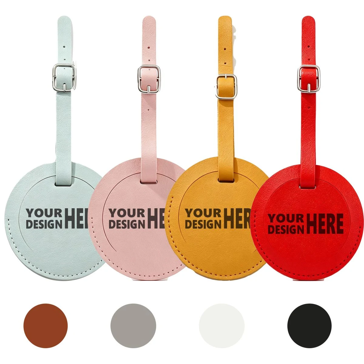 Round Thickened Leather Luggage Tag 1