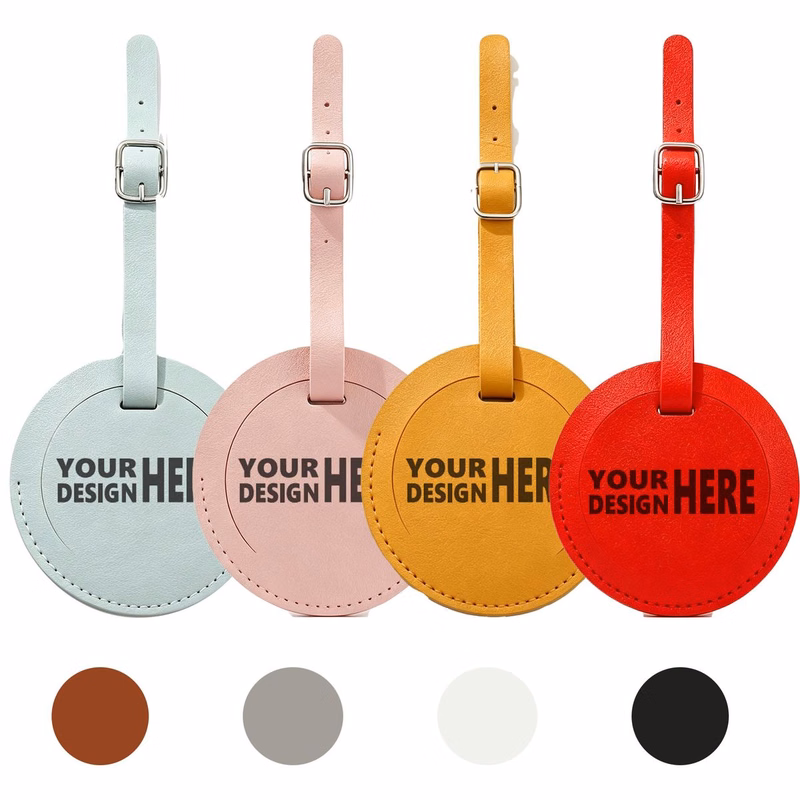Round Thickened Leather Luggage Tag
