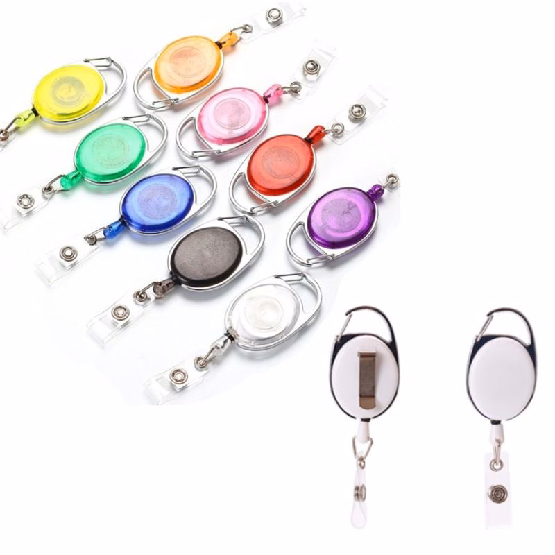Oval Shape Retractable Badge Holder W/ Clip