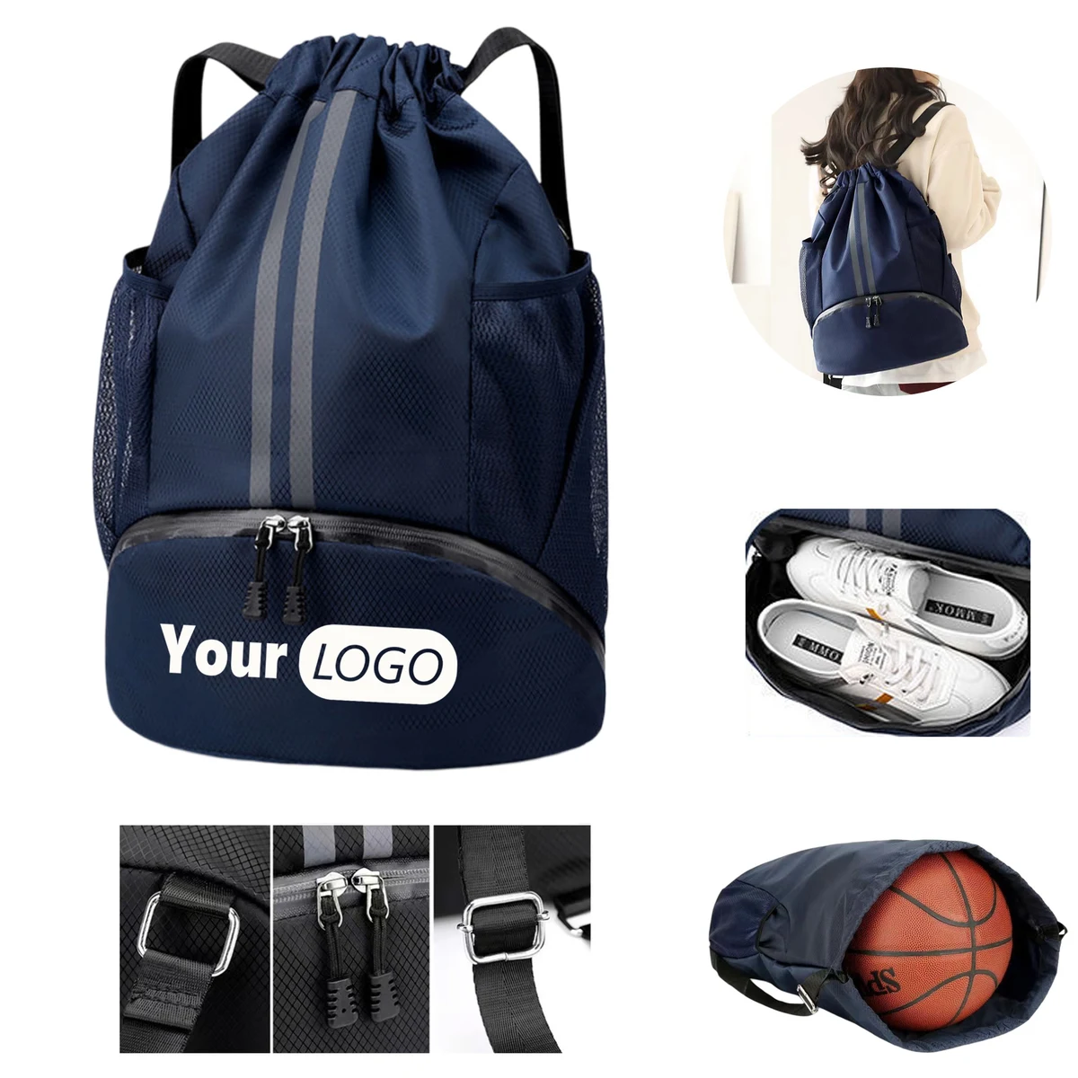 Dry and Wet Separation Waterproof Drawstring Backpack 1