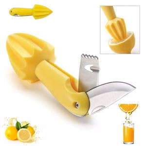 Lemon Juice Squeezer With Stainless Steel Knife And Zester