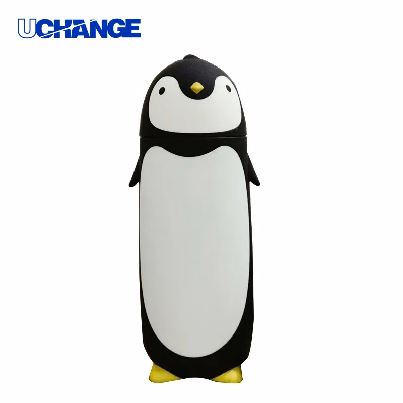 Cute Penguin Double Insulated Glass Cup for Desk Drinks & Gift Use