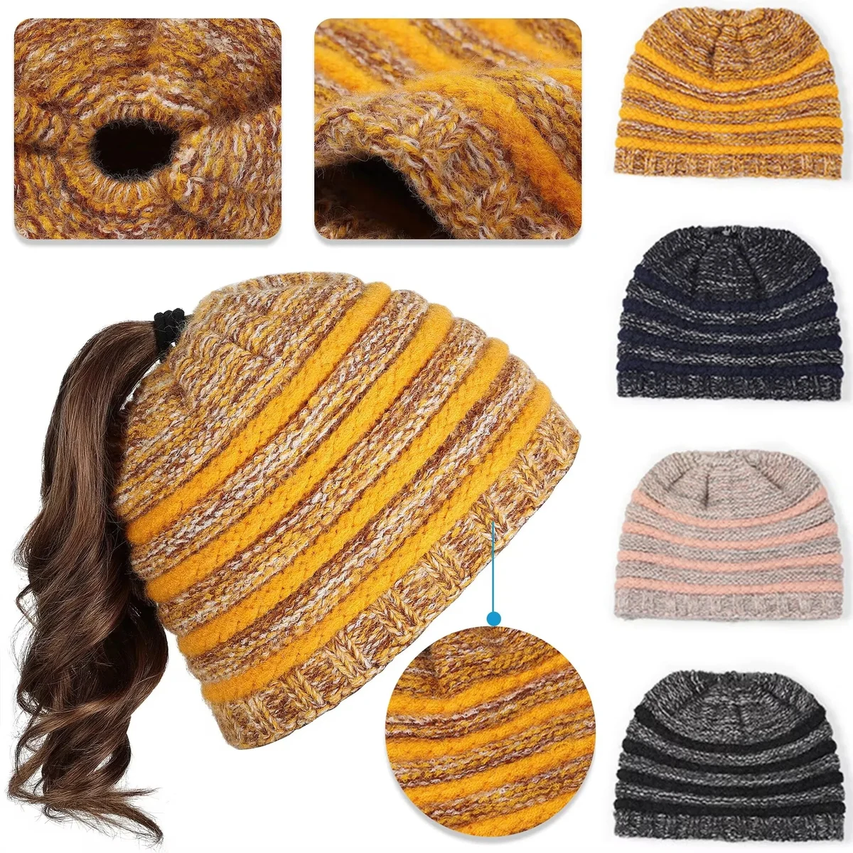 Warm Knit Ponytail Hat 1