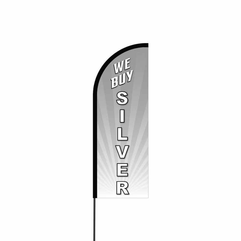 We Buy Silver Flag Kit Hardware 11' Feet Feather Flag Sign Outdoor Banner