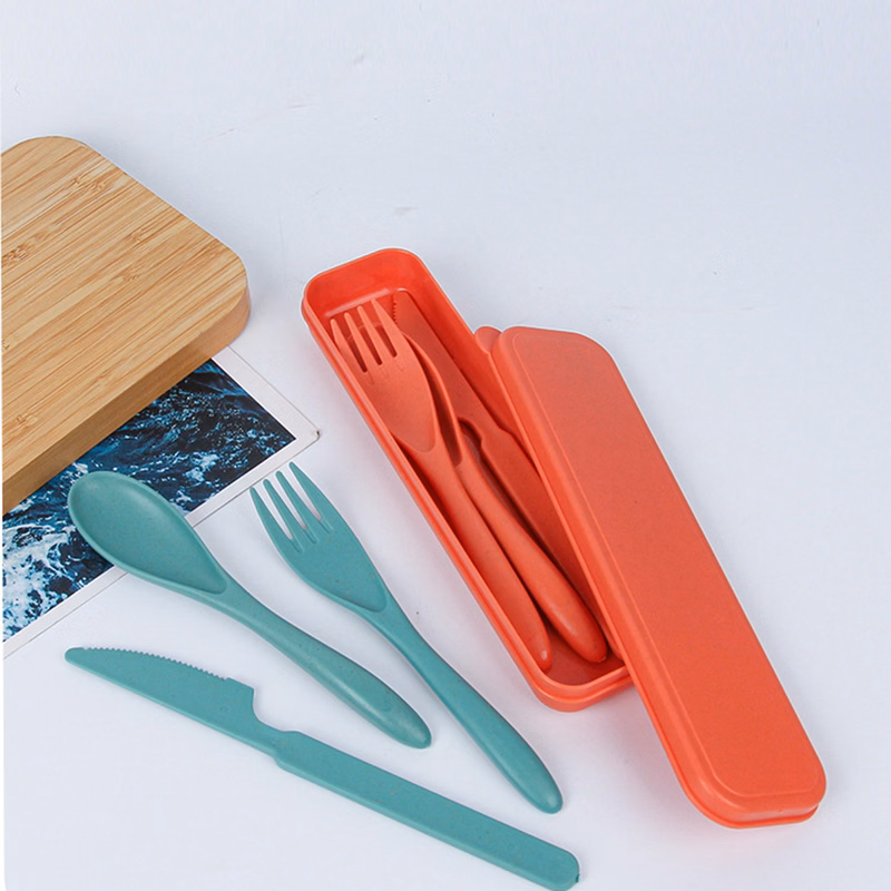 Wheat Straw Spoons Knives Forks Set with Case