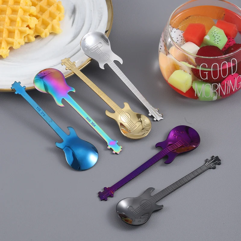 Guitar Spoons Coffee Teaspoon/ Stainless Steel Cute Colorful Dessert Spoons 1