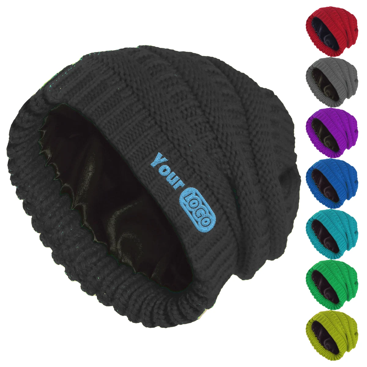 Polyester Customizable Satin-Lined Winter Beanie For All-Day Comfort 1