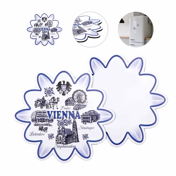 Custom 3 Diameter 3D Aluminum Flower Magnet — Full Color Promotional Desk Decor