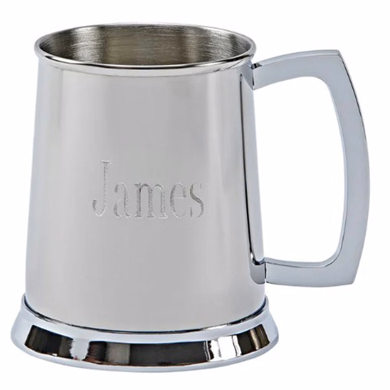 Shiny Chrome SS Tankard, 4.5" H