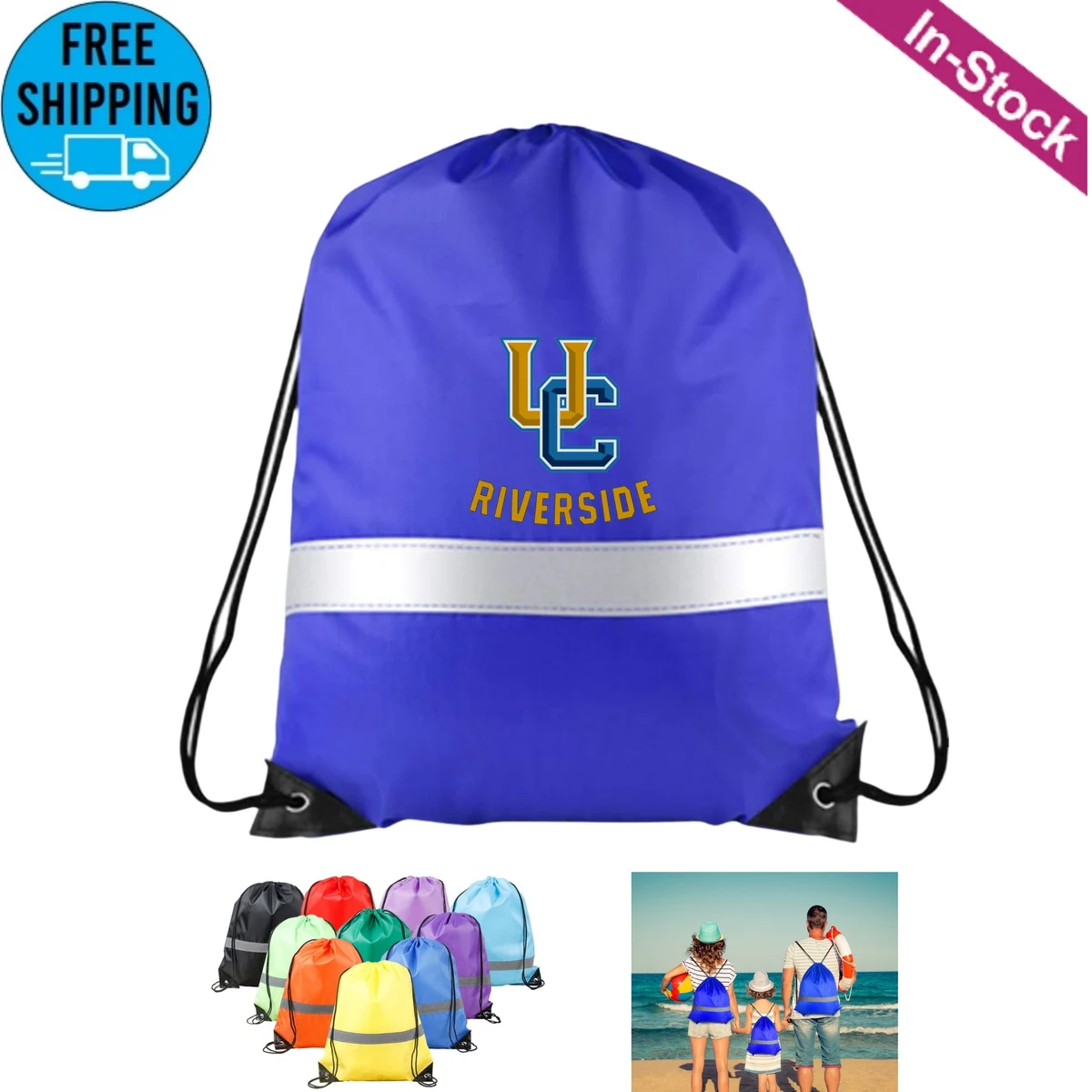 Drawstring Backpacks Bags with Reflective Strip 1