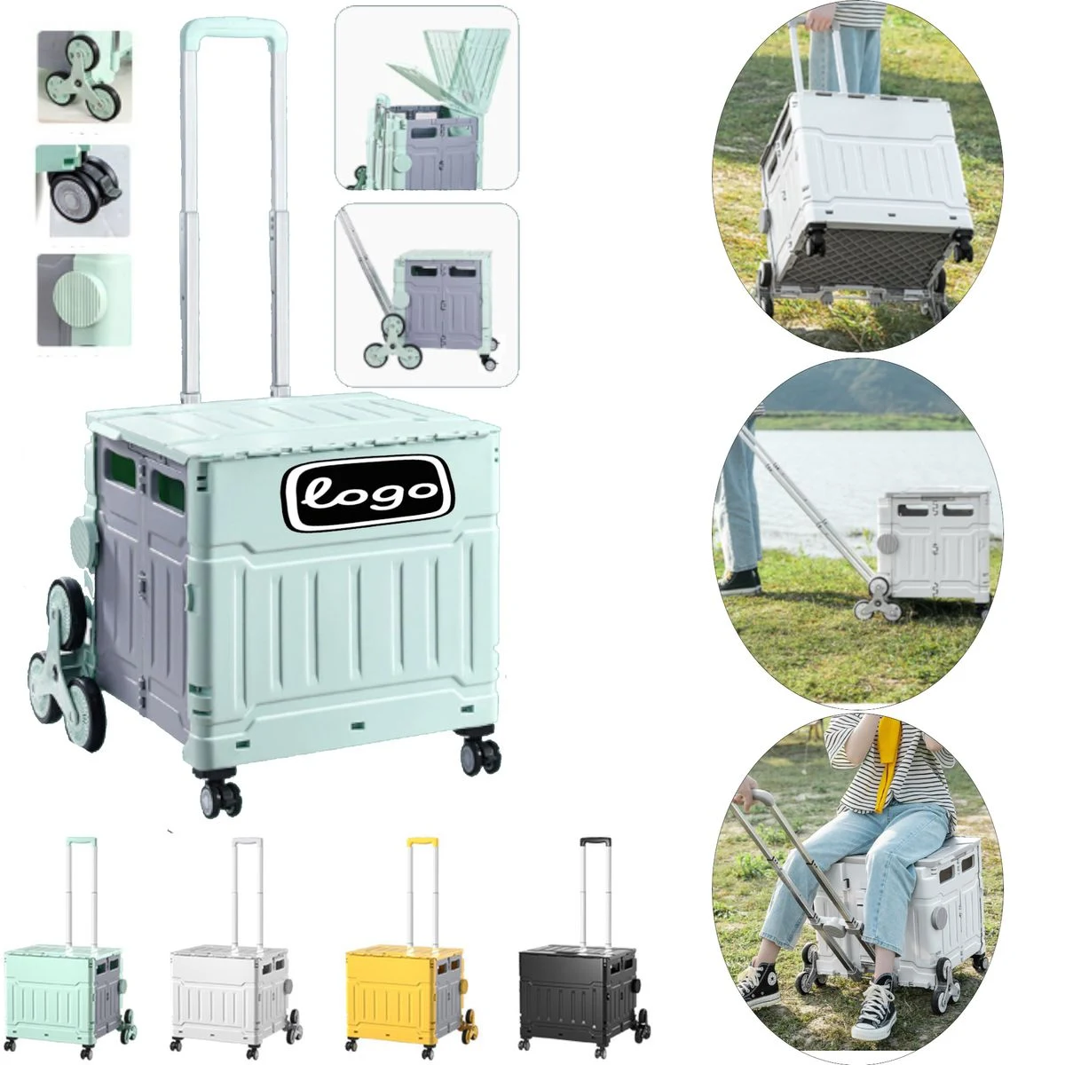 Trolley with Climbing Wheels 75L Wagon Hand Truck Foldable Utility Cart 1
