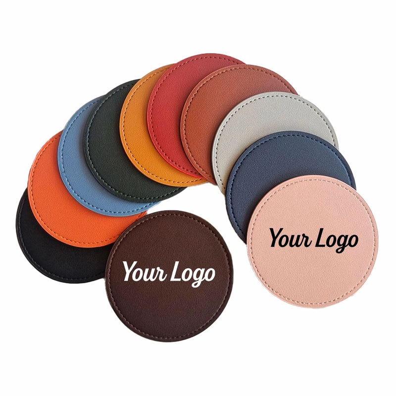 PU Leather Round Beverage Coaster