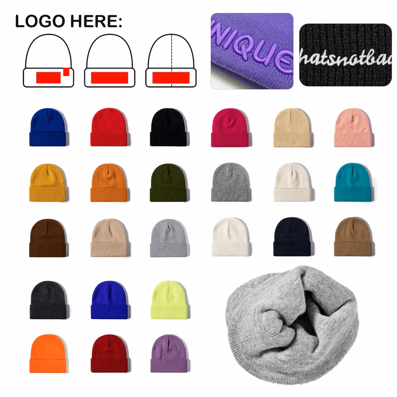 MOQ 100 100% Acrylic Embroidered Knitted Hat