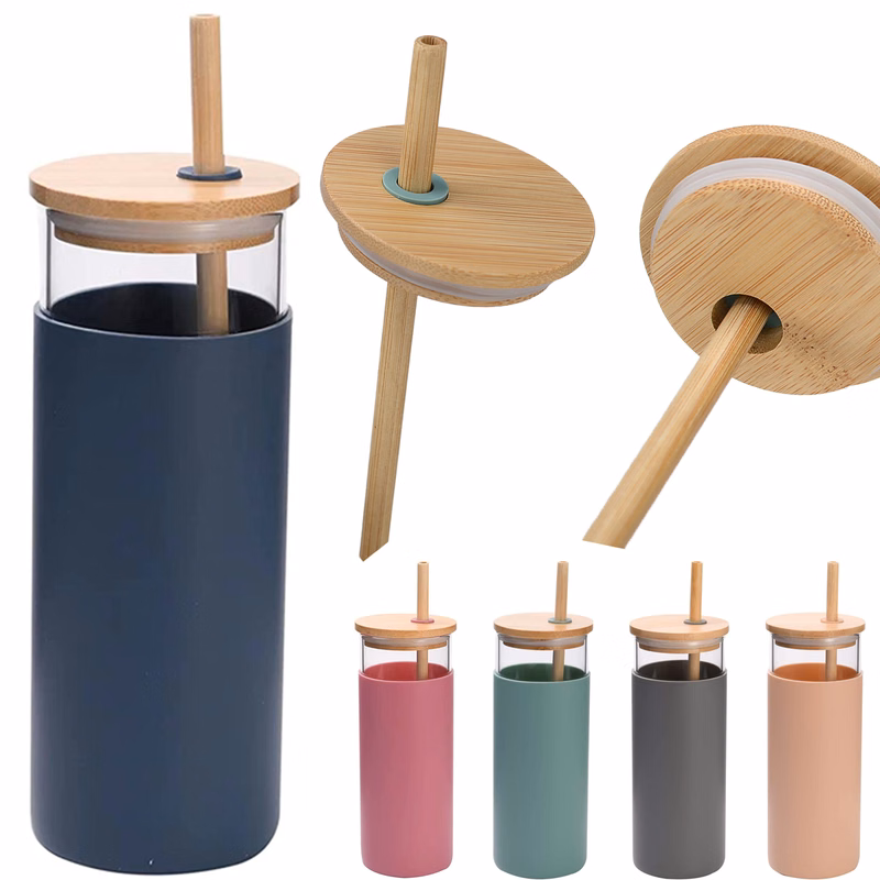 20oz Glass Tumbler With Bamboo Lid and Straw