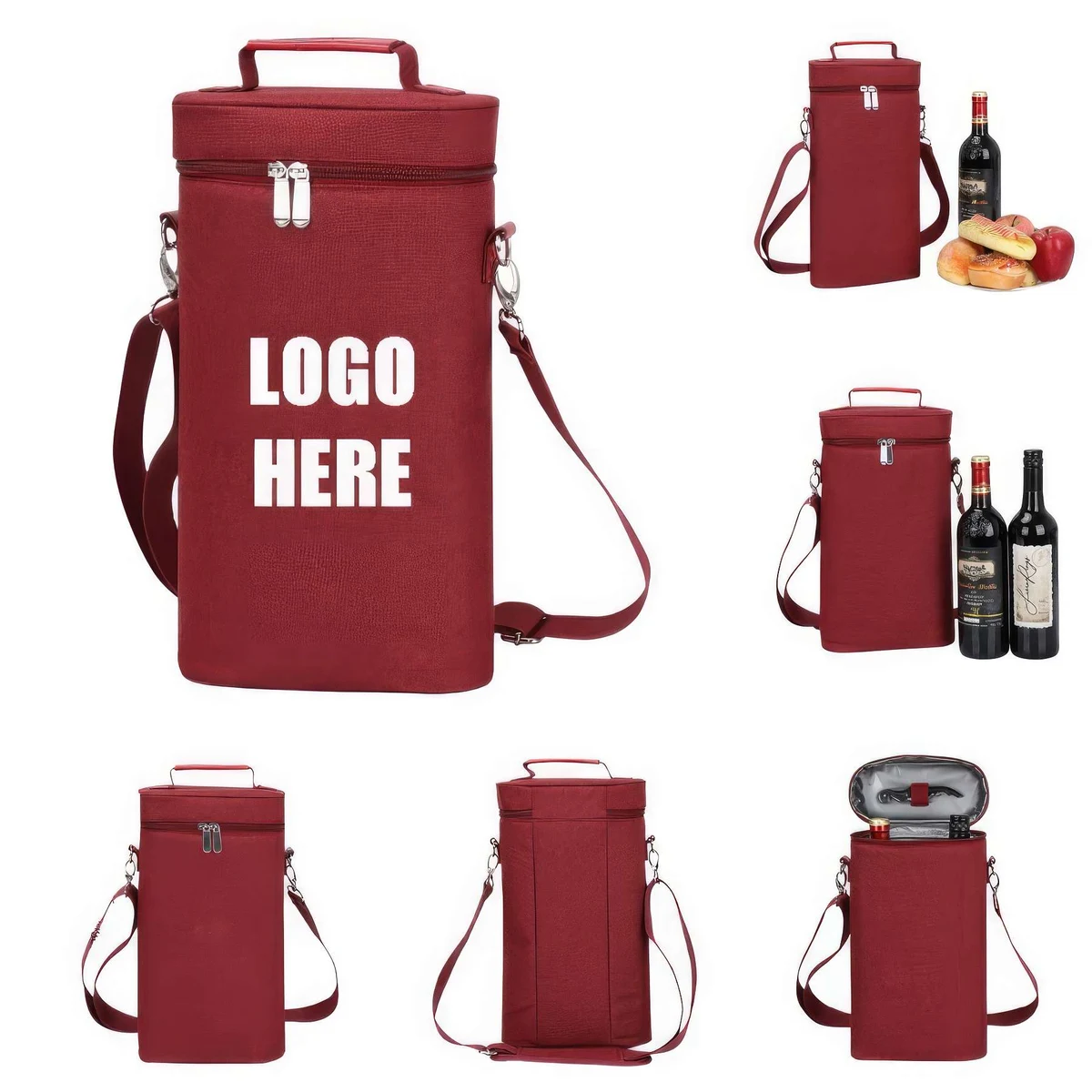 Custom Insulated 2 Bottle Wine Tote Carrier 1
