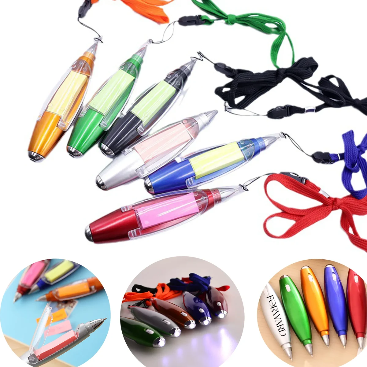 Ballpoint Pen with Light, Note Stickers, for School Office 1