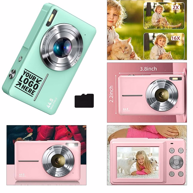 Kids Boys Girls Teens FHD 1080P 44MP Vlogging Anti Shake 16X Zoom Digital Camera