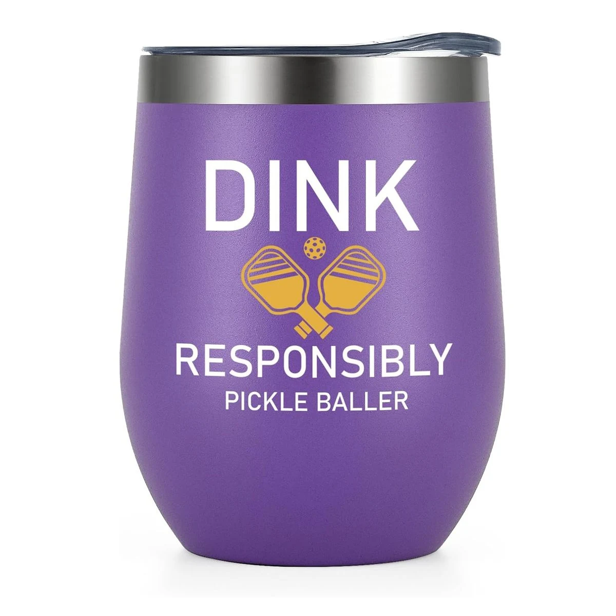 Wine Tumbler with Lid, Christmas Birthday Retirement Pickle Ball Gifts 12oz 1