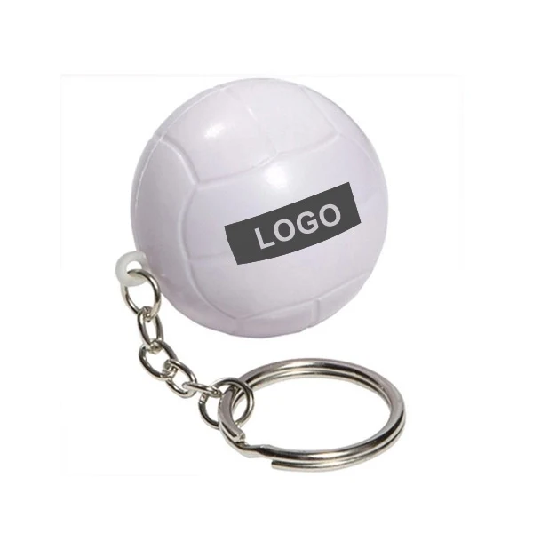 White Volley Ball Stress Reliever Keyring 1