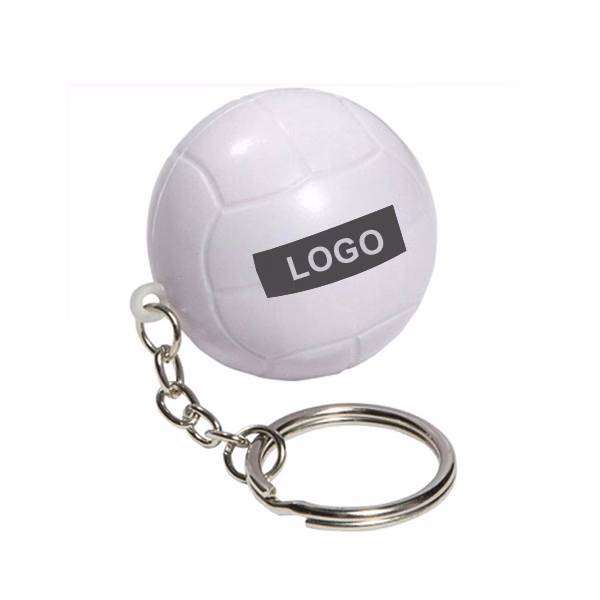 White Volley Ball Stress Reliever Keyring