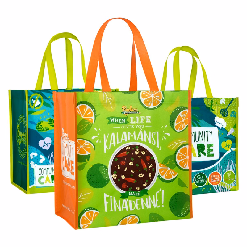 Custom 120g Laminated Non-Woven Shopping Tote Bag 12.5"x13"x8.5"