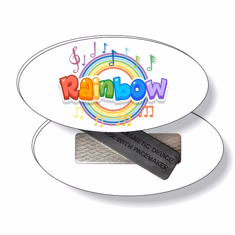 .050 Magnetic Badges - Oval (1.5"x3"), Full Colour Imprint