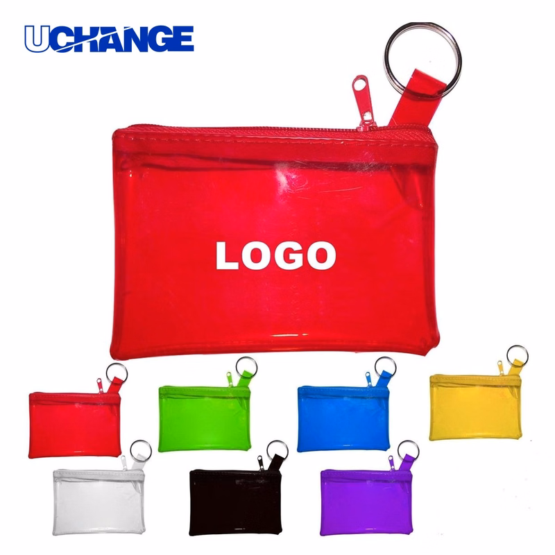 Zippered PVC Coin Pouch with Key Ring for Daily Use